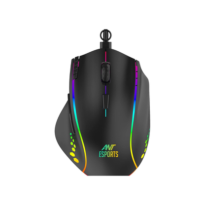 Ant Esports GM600 RGB Wired Programmable Gaming Mouse 7200 DPI Optical Sensor HUANO Mouse Switches 7-Button Design with Macros Support
