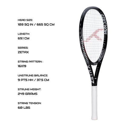 Hundred Zeta X Tennisschläger, bespannt, mit Vollschutzhülle | 9-Punkte-Kopfschwer | Griffgröße 2 (10,8 cm) | 249 Gramm