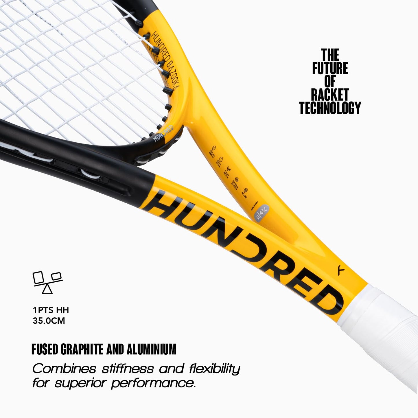 Hundred Bazooka Tennisschläger mit Vollbespannung | 1 Punkt kopflastig | Griffgröße 2 (10,8 cm) | 270 Gramm