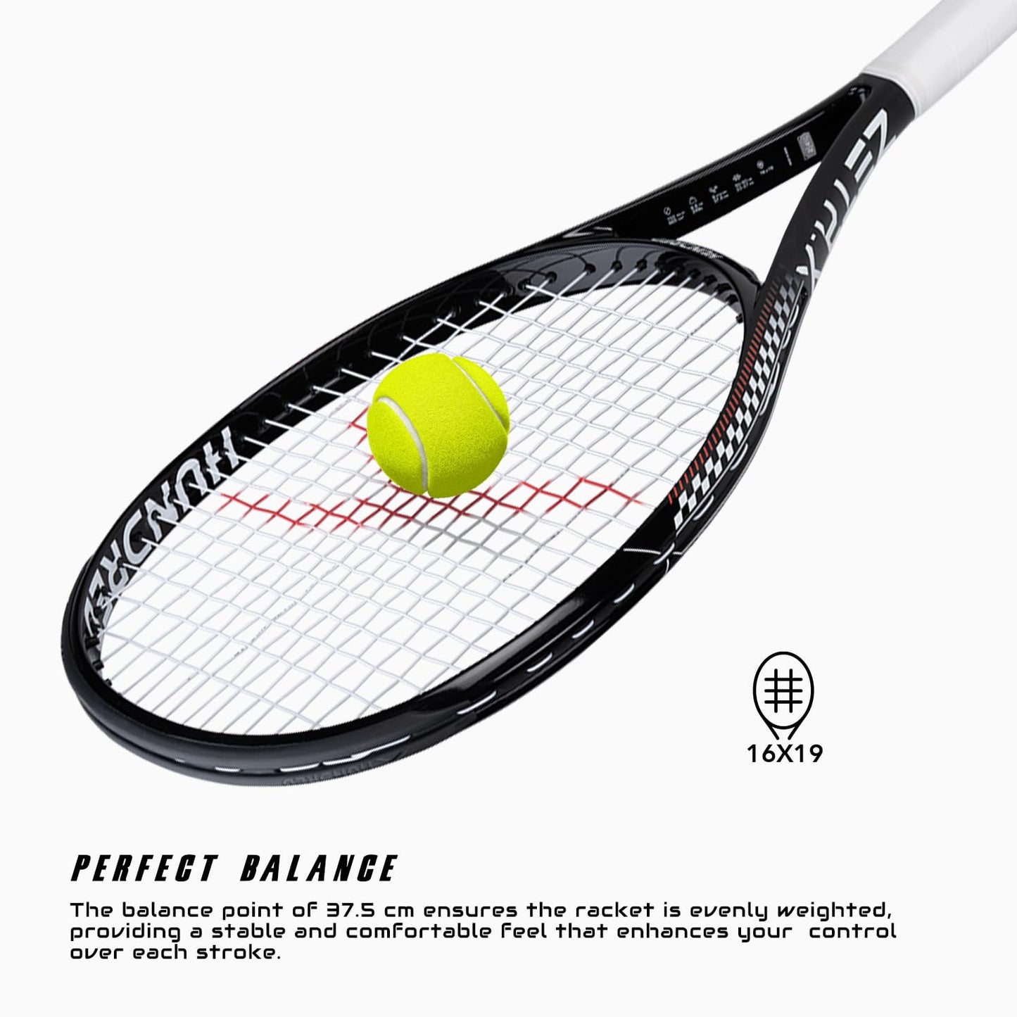Hundred Zeta X Tennisschläger, bespannt, mit Vollschutzhülle | 9-Punkte-Kopfschwer | Griffgröße 2 (10,8 cm) | 249 Gramm