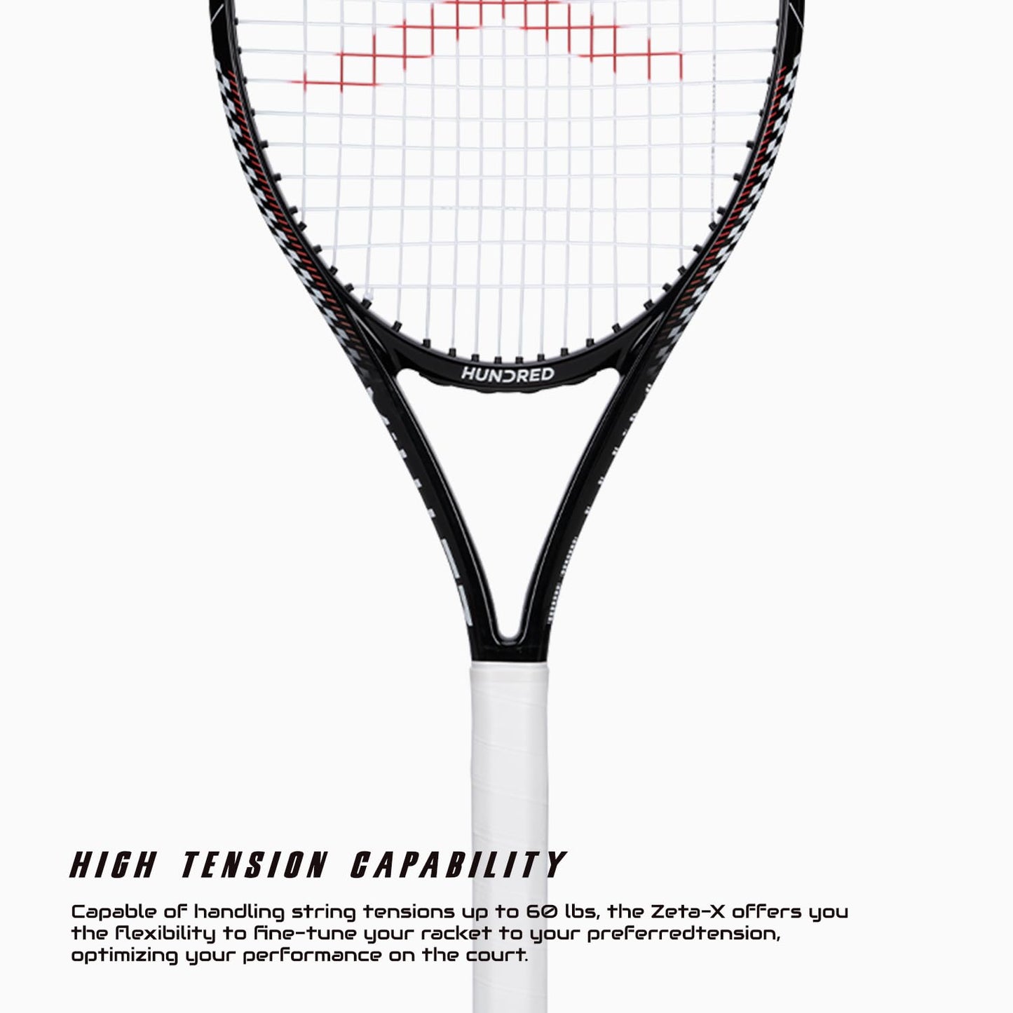 Hundred Zeta X Tennisschläger, bespannt, mit Vollschutzhülle | 9-Punkte-Kopfschwer | Griffgröße 2 (10,8 cm) | 249 Gramm