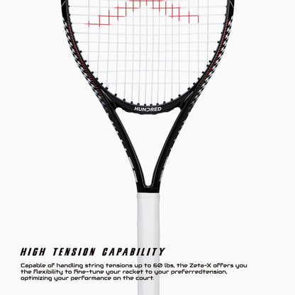 Hundred Zeta X Tennisschläger, bespannt, mit Vollschutzhülle | 9-Punkte-Kopfschwer | Griffgröße 2 (10,8 cm) | 249 Gramm
