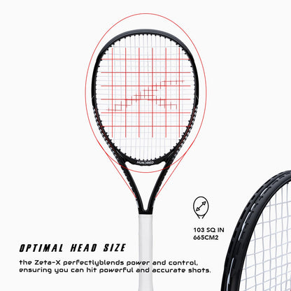 Hundred Zeta X Tennisschläger, bespannt, mit Vollschutzhülle | 9-Punkte-Kopfschwer | Griffgröße 2 (10,8 cm) | 249 Gramm