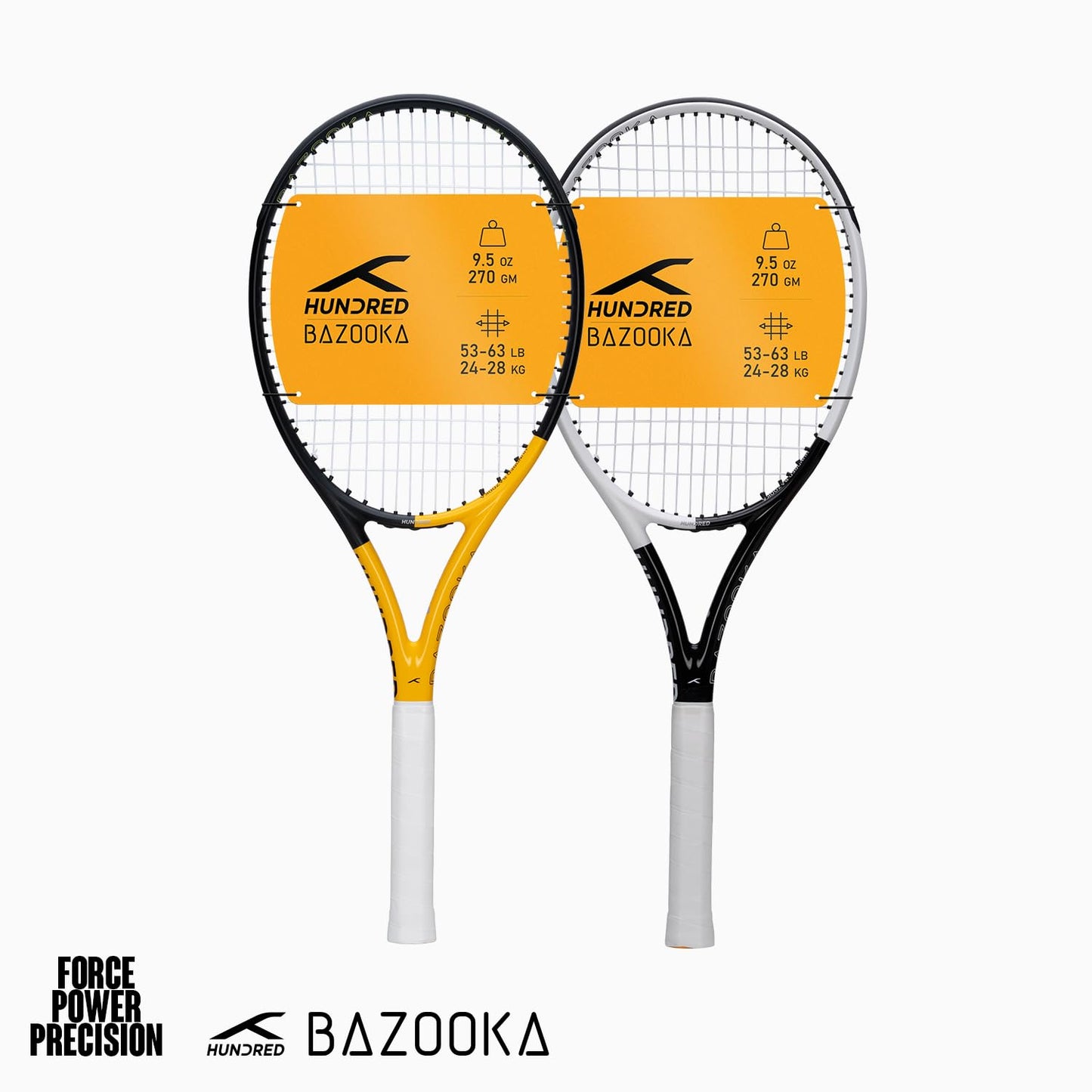 Hundred Bazooka Tennisschläger mit Vollbespannung | 1 Punkt kopflastig | Griffgröße 2 (10,8 cm) | 270 Gramm