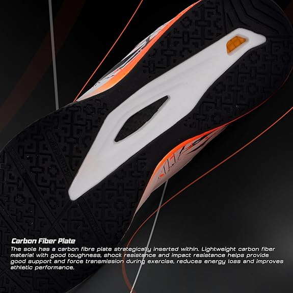 HUNDRED Beast Max Badmintonschuhe für Herren | Weiß/Orange, EU 44 | Material: Polyester/TPU | Geeignet für Hallentennis, Squash, Tischtennis, Basketball und Padel