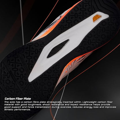 HUNDRED Beast Max Badmintonschuhe für Herren | Weiß/Orange, EU 44 | Material: Polyester/TPU | Geeignet für Hallentennis, Squash, Tischtennis, Basketball und Padel