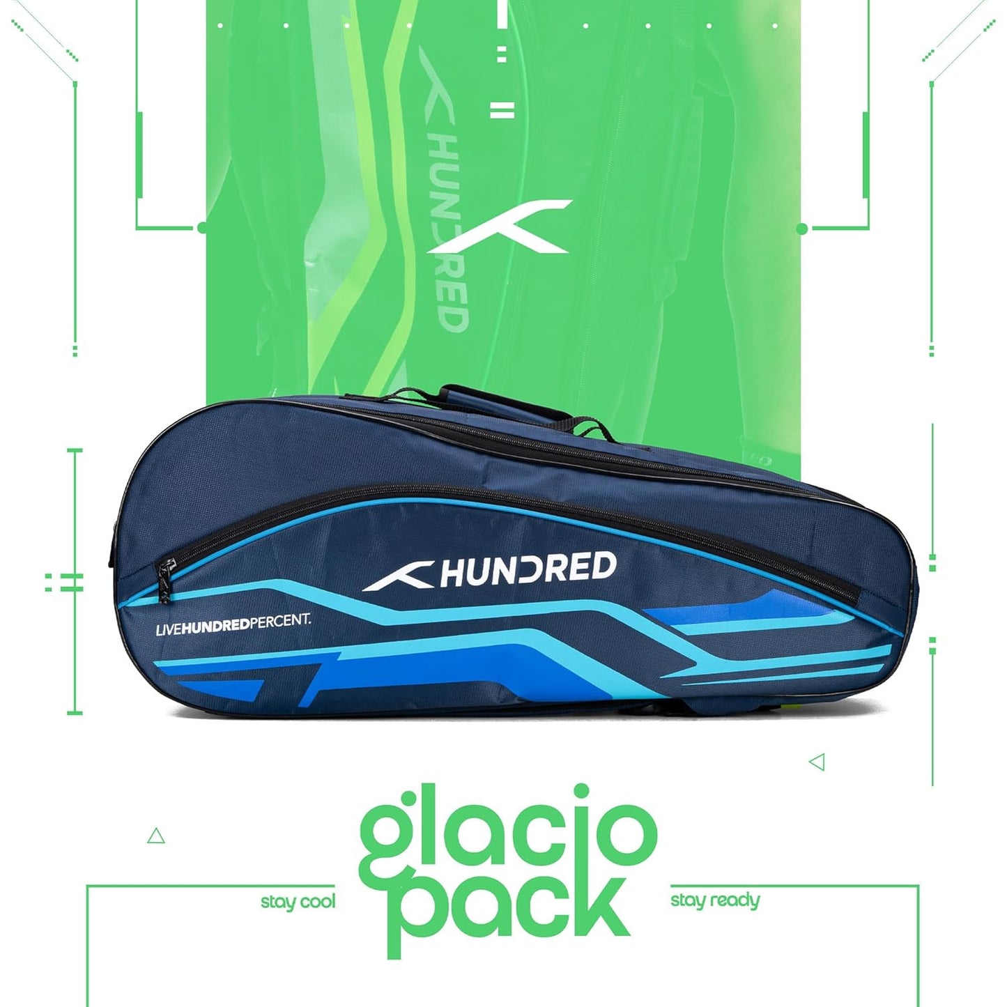 Hundred Glacio Pack Sporttasche – große Sporttasche mit separatem Schuhfach, isolierten Fächern, Tasche für nasse Kleidung und verstellbaren Trägern