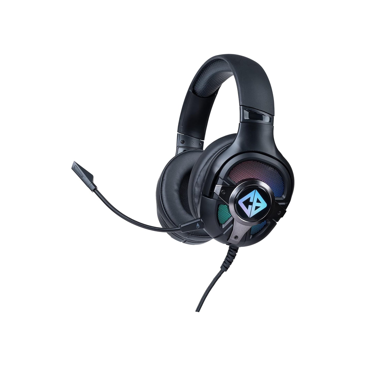 Cosmic Byte Oberon 7.1 RGB Gaming-Headset mit zwei Eingängen – USB und 3,5-mm-Klinkenstecker, abnehmbarem Mikrofon und um 90° drehbaren Ohrmuscheln (schwarz)