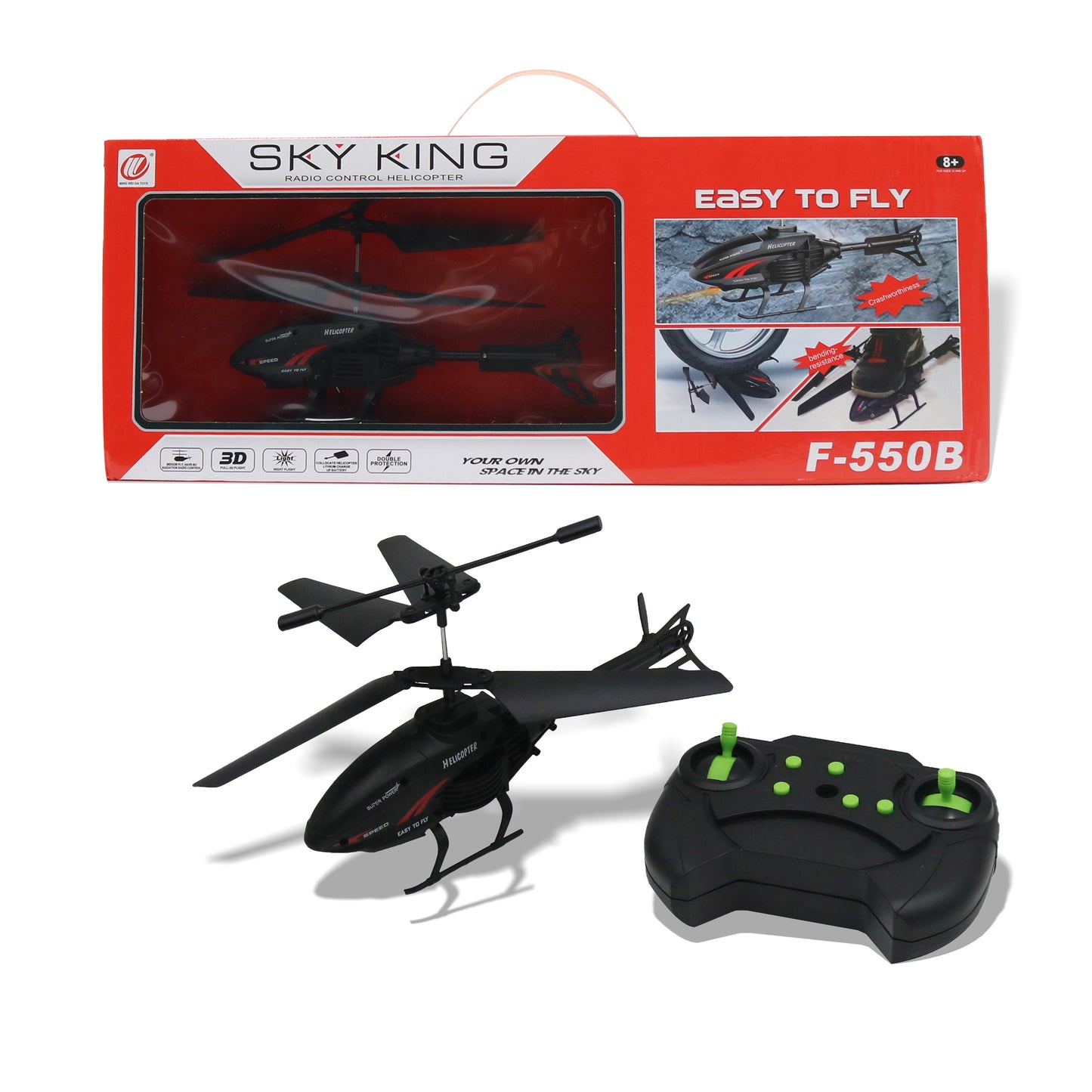 FUNFY Neuer modischer, kreativer ferngesteuerter Spielzeughubschrauber | Schwarz | Größe: 4 Zoll | ABS-Kunststoff | Tragbar, leicht, kinderfreundliches Design, perfekt als Geburtstagsgeschenk | für Kinder