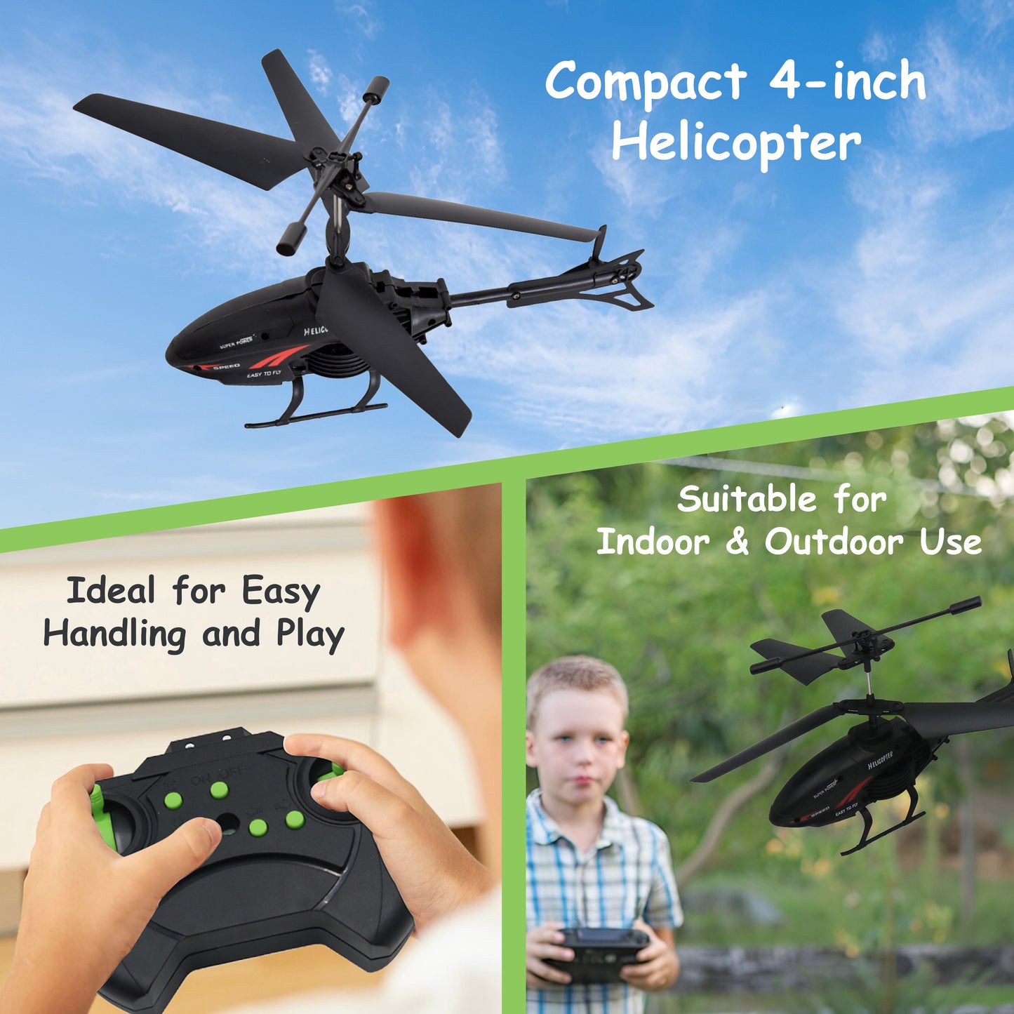 FUNFY Neuer modischer, kreativer ferngesteuerter Spielzeughubschrauber | Schwarz | Größe: 4 Zoll | ABS-Kunststoff | Tragbar, leicht, kinderfreundliches Design, perfekt als Geburtstagsgeschenk | für Kinder