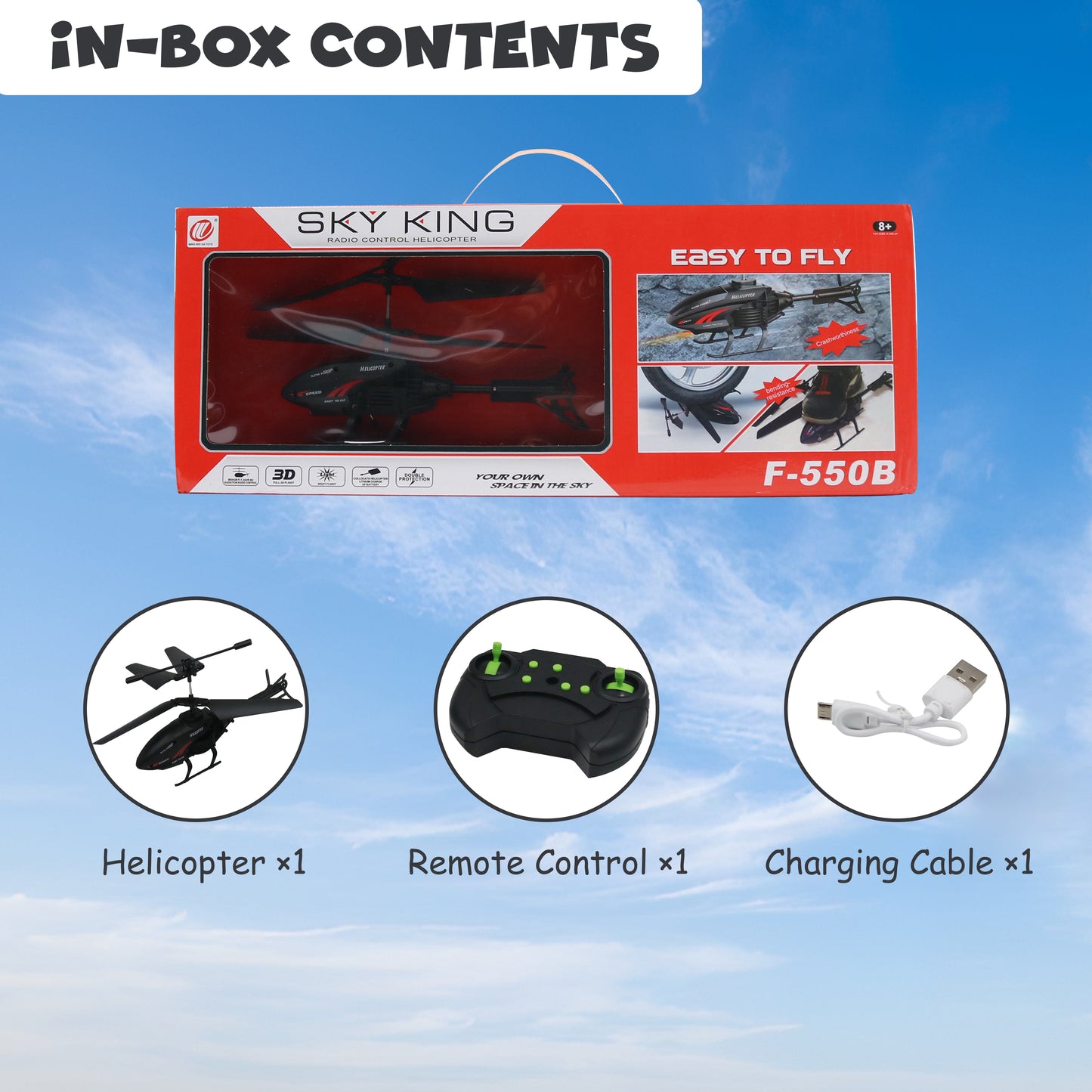 FUNFY Neuer modischer, kreativer ferngesteuerter Spielzeughubschrauber | Schwarz | Größe: 4 Zoll | ABS-Kunststoff | Tragbar, leicht, kinderfreundliches Design, perfekt als Geburtstagsgeschenk | für Kinder