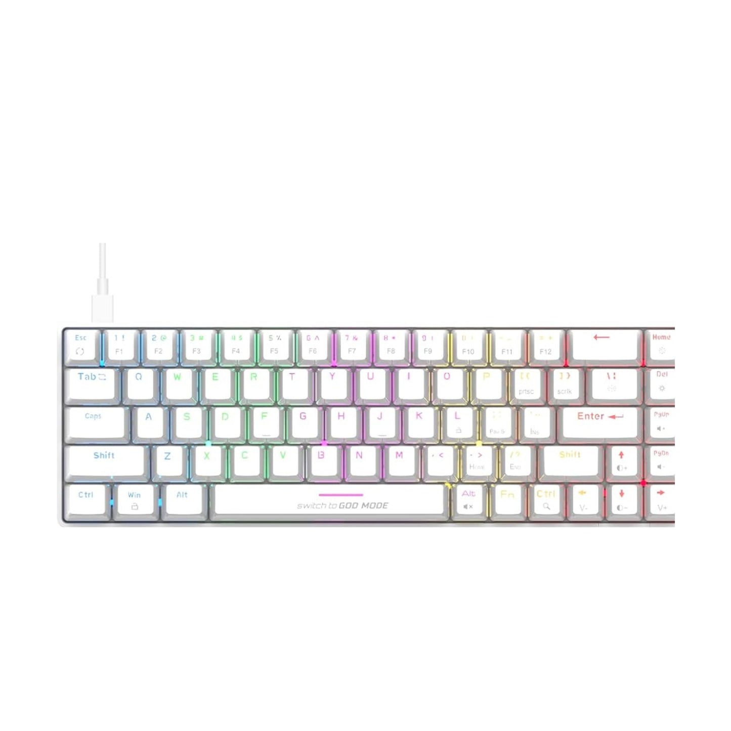 Cosmic Byte CB-GK-36 Artemis 68Key Per Key RGB Kabelgebundenes mechanisches Tastatur mit austauschbaren blauen Outemu-Schaltern und Software (Weiß)