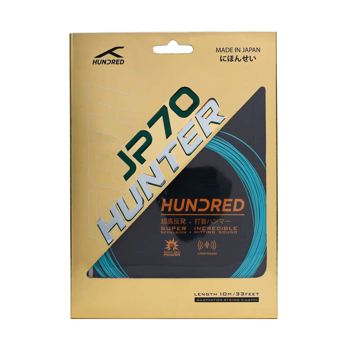 Hundred JP70 Hunter Badmintonsaiten – 0,70 mm, langlebige Kontrolle und kraftvolle Leistung (10 m)