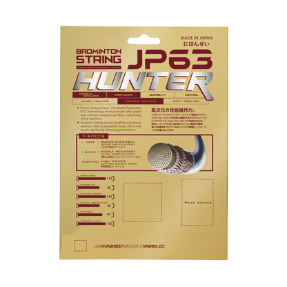 Hundred JP63 Hunter Badmintonsaiten – 0,70 mm, langlebige Kontrolle und kraftvolle Leistung (10 m)