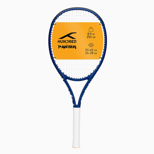 Hundred Panzer Strung Tennis Racket with Full Cover | 3 Points Head Heavy | Grip Size 2 (4 1/4 inches) | 253 grams