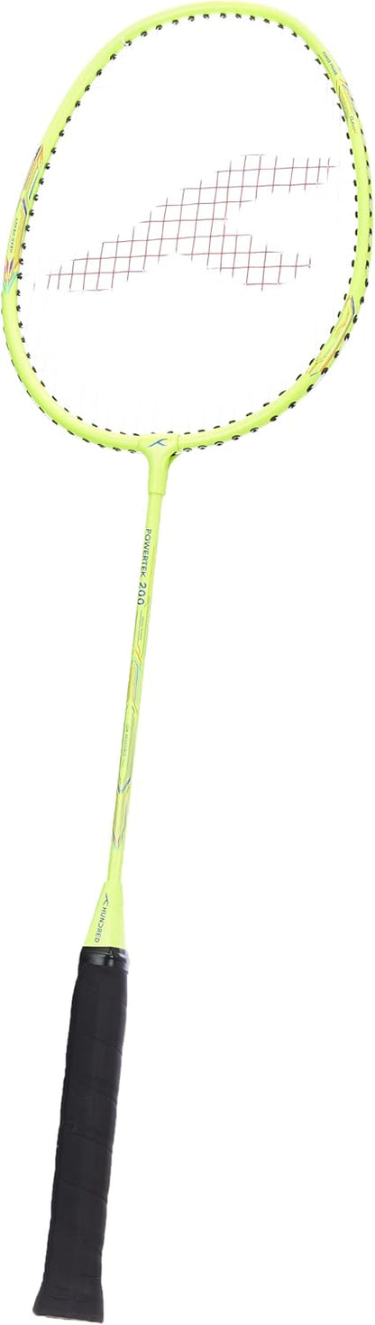 HUNDRED Powertek 200 PRO Badminton Racket with Head Cover (Size: Standard, Grip Size: G5) | Strung | Material: Aluminum | For advanced players | Weight: 95 grams | Maximum string tension - 18-20lbs