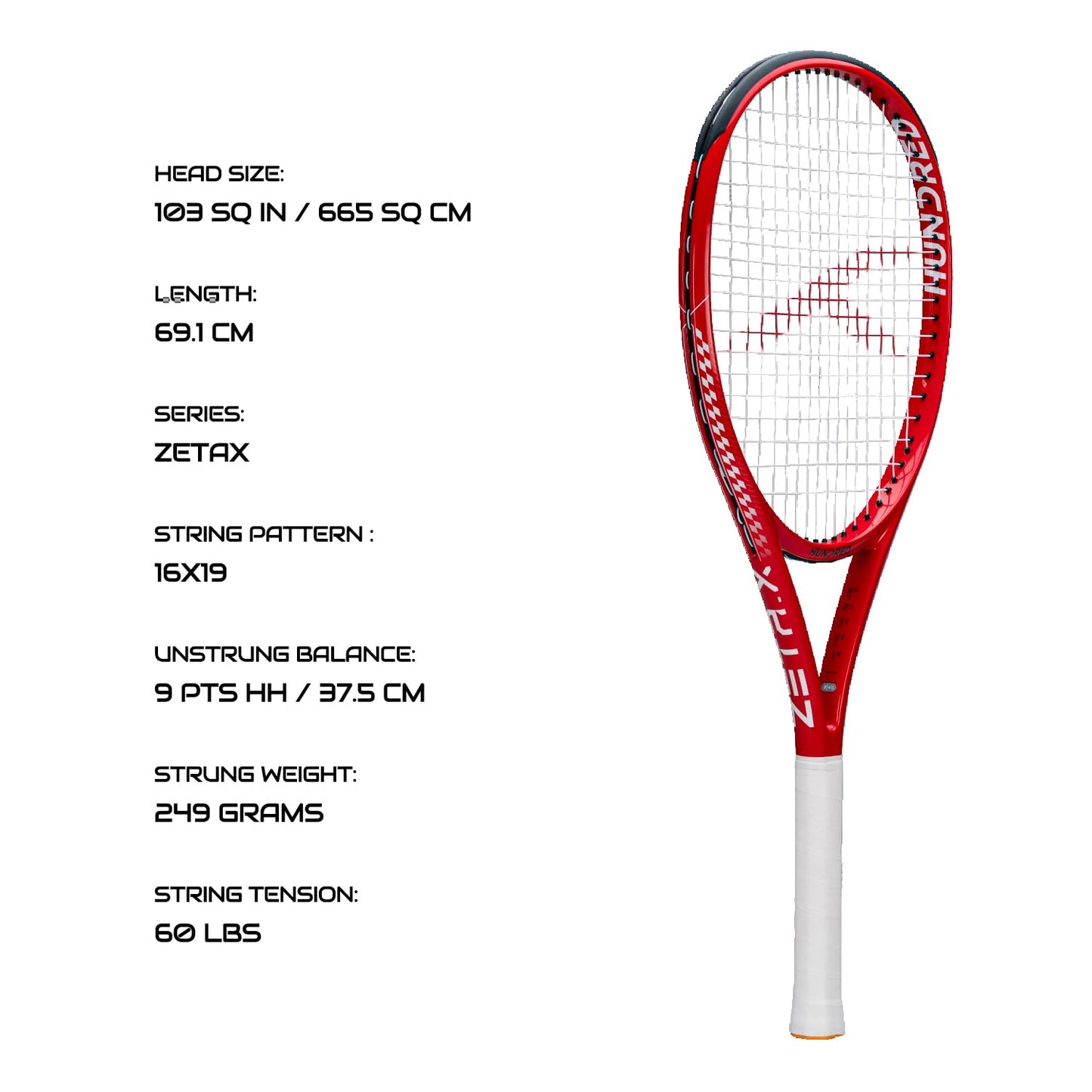 Hundred Zeta X Tennisschläger, bespannt, mit Vollschutzhülle | 9-Punkte-Kopfschwer | Griffgröße 2 (10,8 cm) | 249 Gramm
