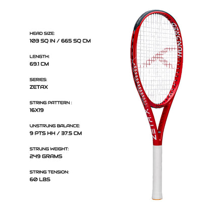 Hundred Zeta X Tennisschläger, bespannt, mit Vollschutzhülle | 9-Punkte-Kopfschwer | Griffgröße 2 (10,8 cm) | 249 Gramm