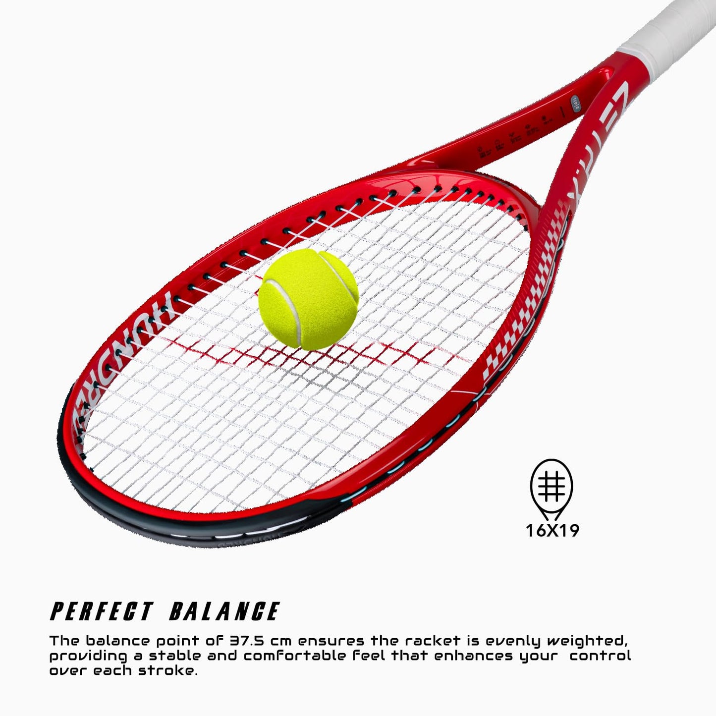 Hundred Zeta X Tennisschläger, bespannt, mit Vollschutzhülle | 9-Punkte-Kopfschwer | Griffgröße 2 (10,8 cm) | 249 Gramm