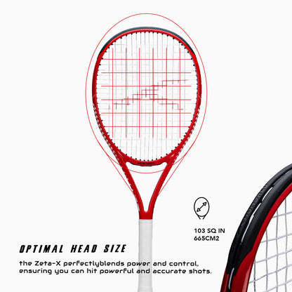 Hundred Zeta X Tennisschläger, bespannt, mit Vollschutzhülle | 9-Punkte-Kopfschwer | Griffgröße 2 (10,8 cm) | 249 Gramm