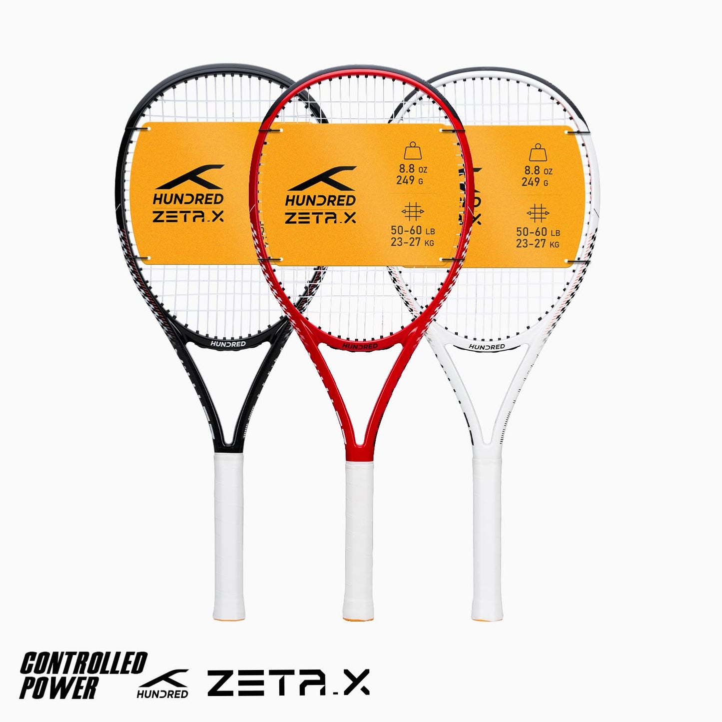 Hundred Zeta X Tennisschläger, bespannt, mit Vollschutzhülle | 9-Punkte-Kopfschwer | Griffgröße 2 (10,8 cm) | 249 Gramm