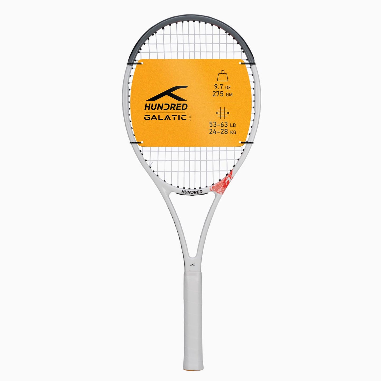 Hundred Galactic Strung Tennisschläger mit Vollschutzhülle | 4-Punkte-Kopfgewichtung | Griffgröße 2 (10,8 cm) | 275 Gramm