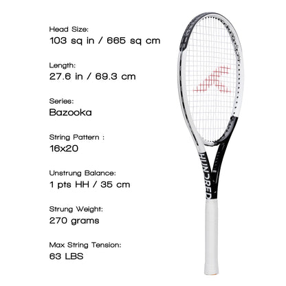 Hundred Bazooka Tennisschläger mit Vollbespannung | 1 Punkt kopflastig | Griffgröße 2 (10,8 cm) | 270 Gramm