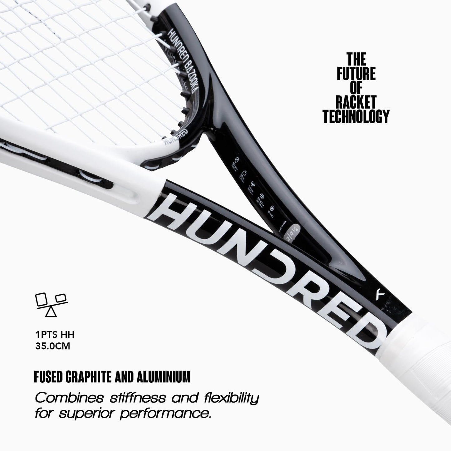 Hundred Bazooka Tennisschläger mit Vollbespannung | 1 Punkt kopflastig | Griffgröße 2 (10,8 cm) | 270 Gramm