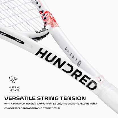 Hundred Galactic Strung Tennisschläger mit Vollschutzhülle | 4-Punkte-Kopfgewichtung | Griffgröße 2 (10,8 cm) | 275 Gramm