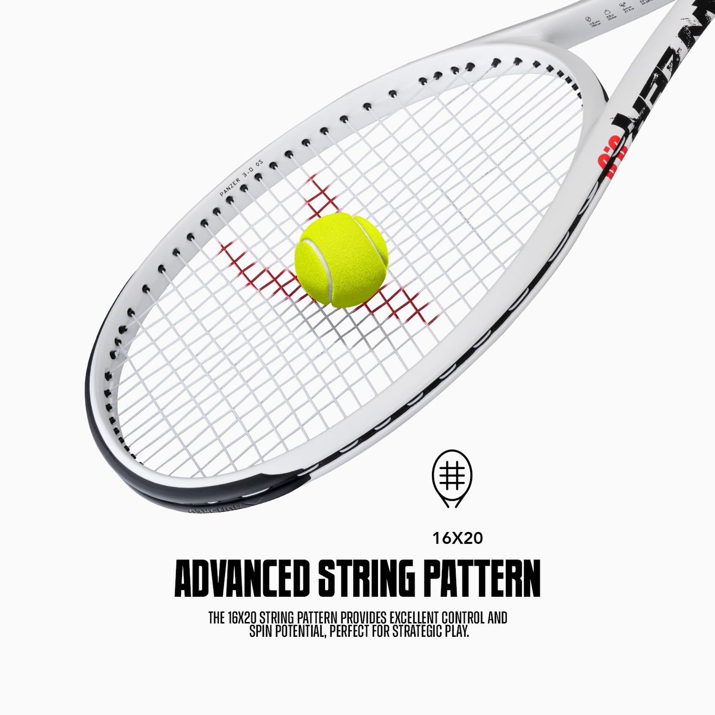 Hundred Panzer Strung Tennis Racket with Full Cover | 3 Points Head Heavy | Grip Size 2 (4 1/4 inches) | 253 grams