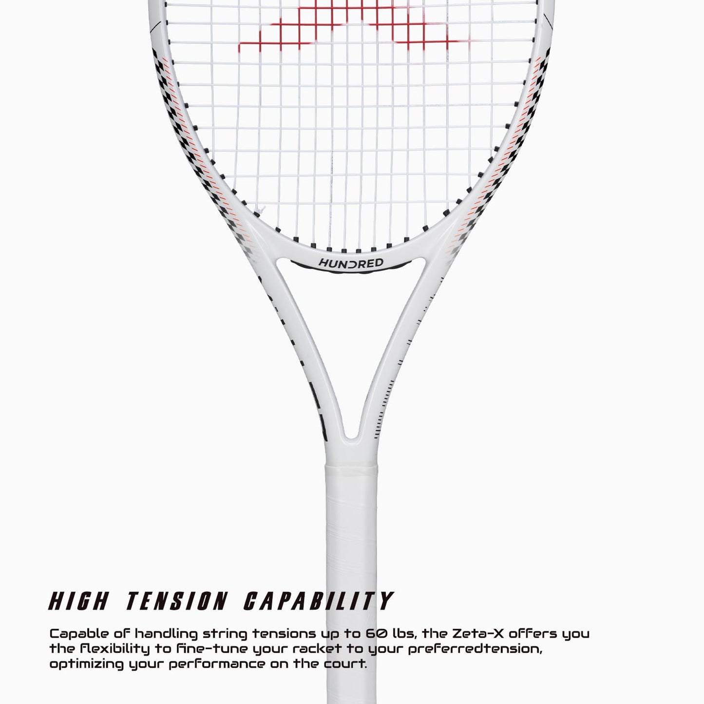 Hundred Zeta X Tennisschläger, bespannt, mit Vollschutzhülle | 9-Punkte-Kopfschwer | Griffgröße 2 (10,8 cm) | 249 Gramm