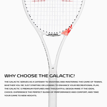 Hundred Galactic Strung Tennisschläger mit Vollschutzhülle | 4-Punkte-Kopfgewichtung | Griffgröße 2 (10,8 cm) | 275 Gramm