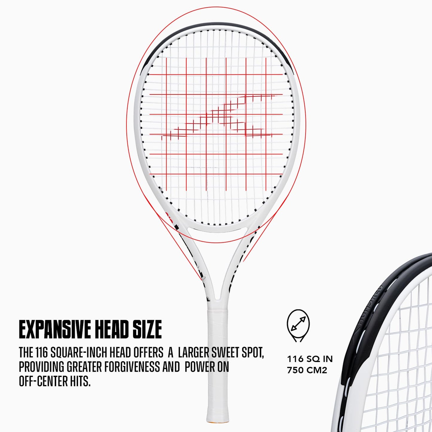 Hundred Panzer Strung Tennis Racket with Full Cover | 3 Points Head Heavy | Grip Size 2 (4 1/4 inches) | 253 grams