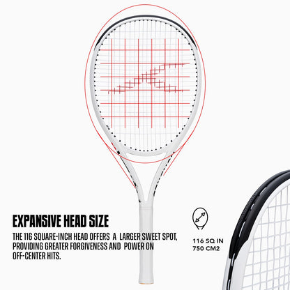 Hundred Panzer Strung Tennis Racket with Full Cover | 3 Points Head Heavy | Grip Size 2 (4 1/4 inches) | 253 grams