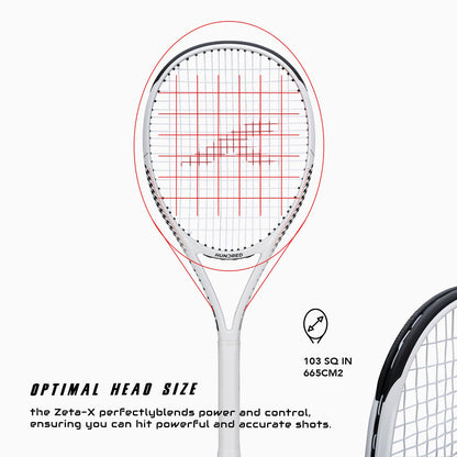 Hundred Zeta X Tennisschläger, bespannt, mit Vollschutzhülle | 9-Punkte-Kopfschwer | Griffgröße 2 (10,8 cm) | 249 Gramm