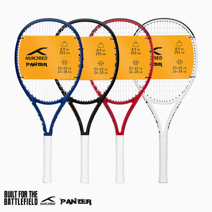 Hundred Panzer Strung Tennis Racket with Full Cover | 3 Points Head Heavy | Grip Size 2 (4 1/4 inches) | 253 grams
