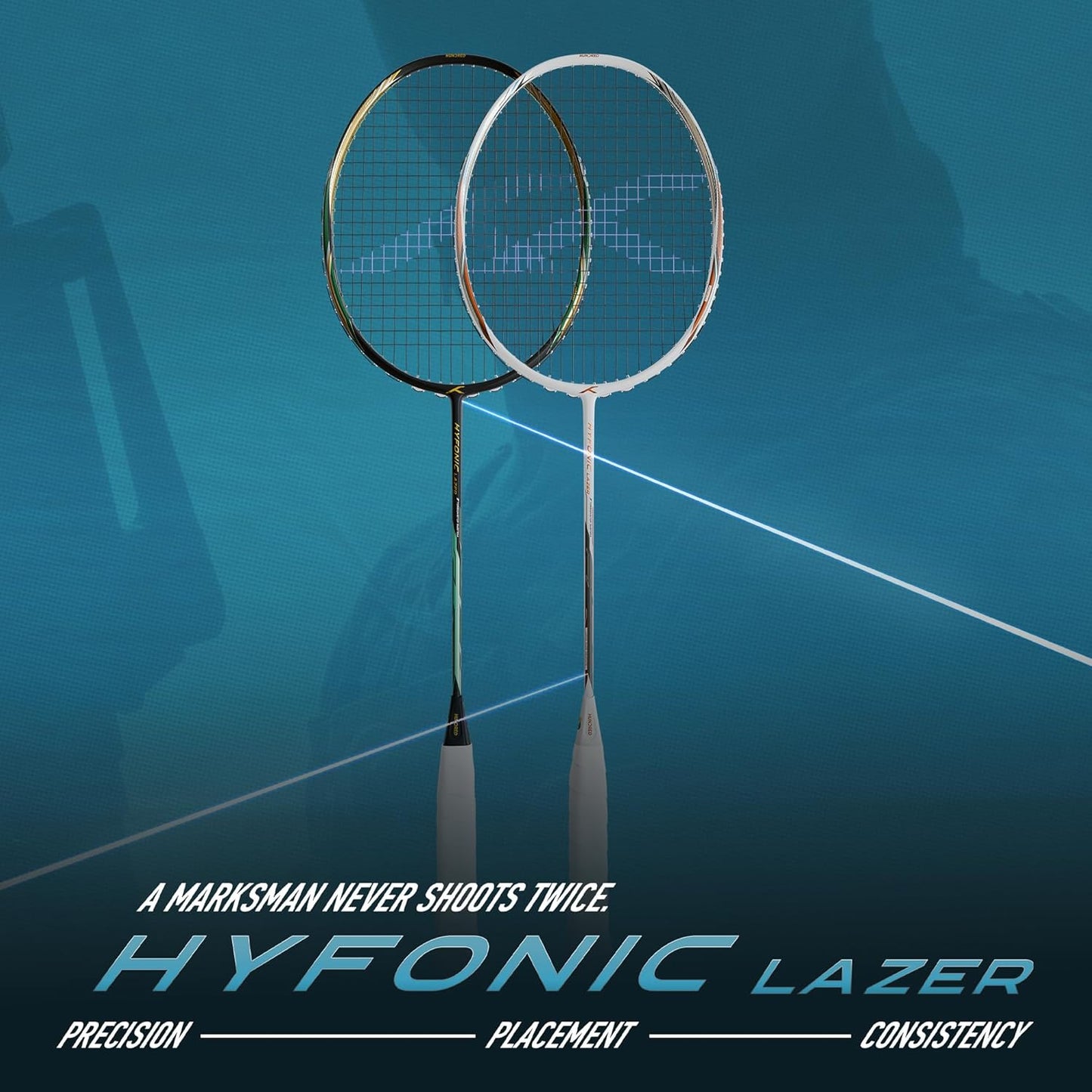 HUNDRED Hyfonic Lazer Badmintonschläger (5U, bespannt)  Präzise Kontrolle & Kraft